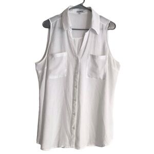 Express Womens Sleeveless Portofino Shirt Collared Button Up Tank Top Blouse XL